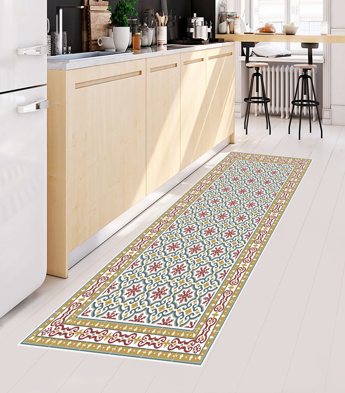 Dywan winylowy Brigitte 66x180 cm - antypoślizgowy dywan z PVC do kuchni lub salonu, zmywalny, wodoodporny styl