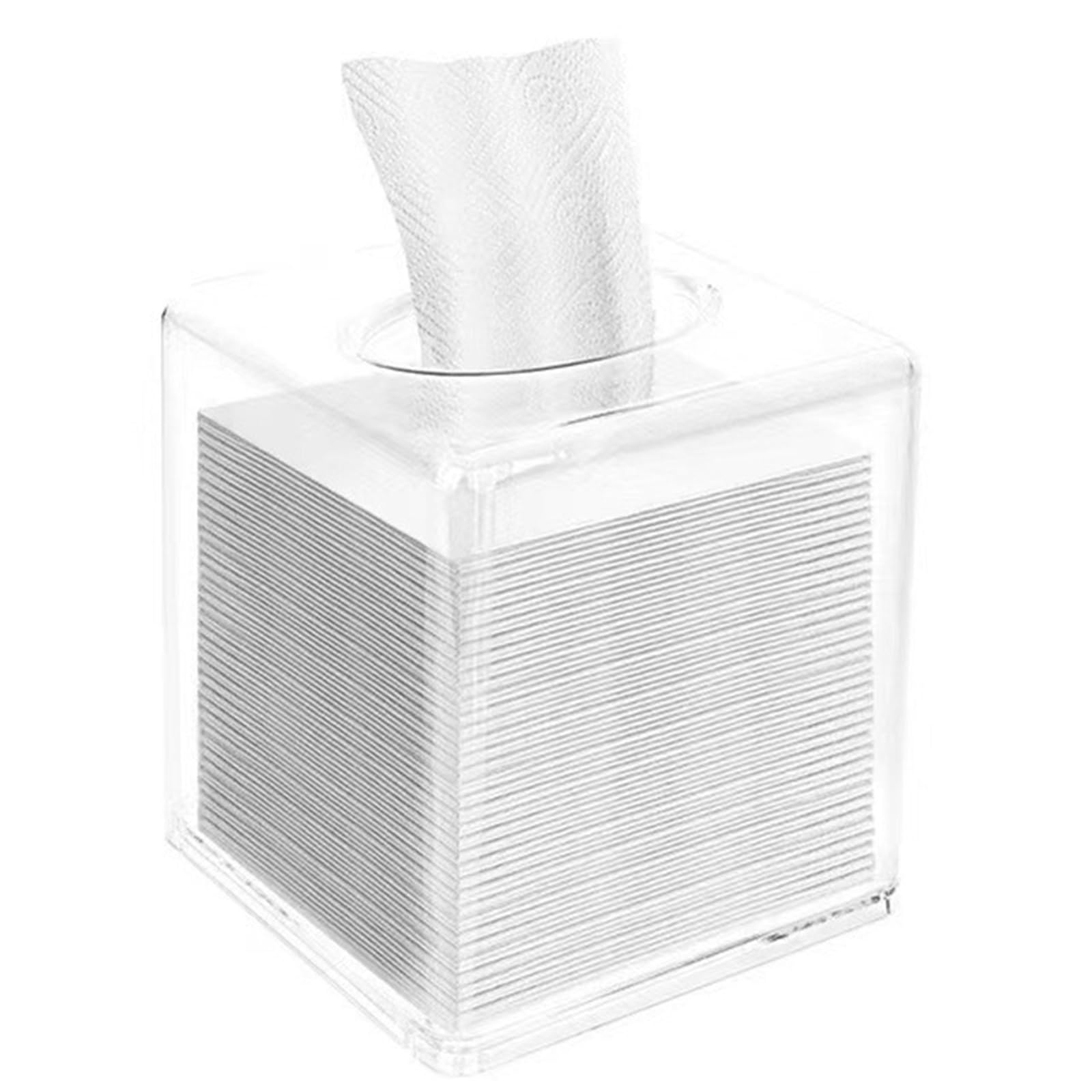 Kwadratowe pudełko na chusteczki higieniczne z akrylu, transparentne pudełko na serwetki z akrylu, 13 x 13 x 14 cm – do jadalni, łazienki