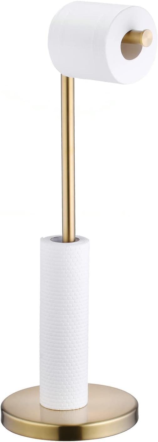 Wolnostojący uchwyt na papier toaletowy ze stali nierdzewnej do łazienki, dozownik na 5 rolek papieru toaletowego z solidną podstawą, 15 x 56 cm