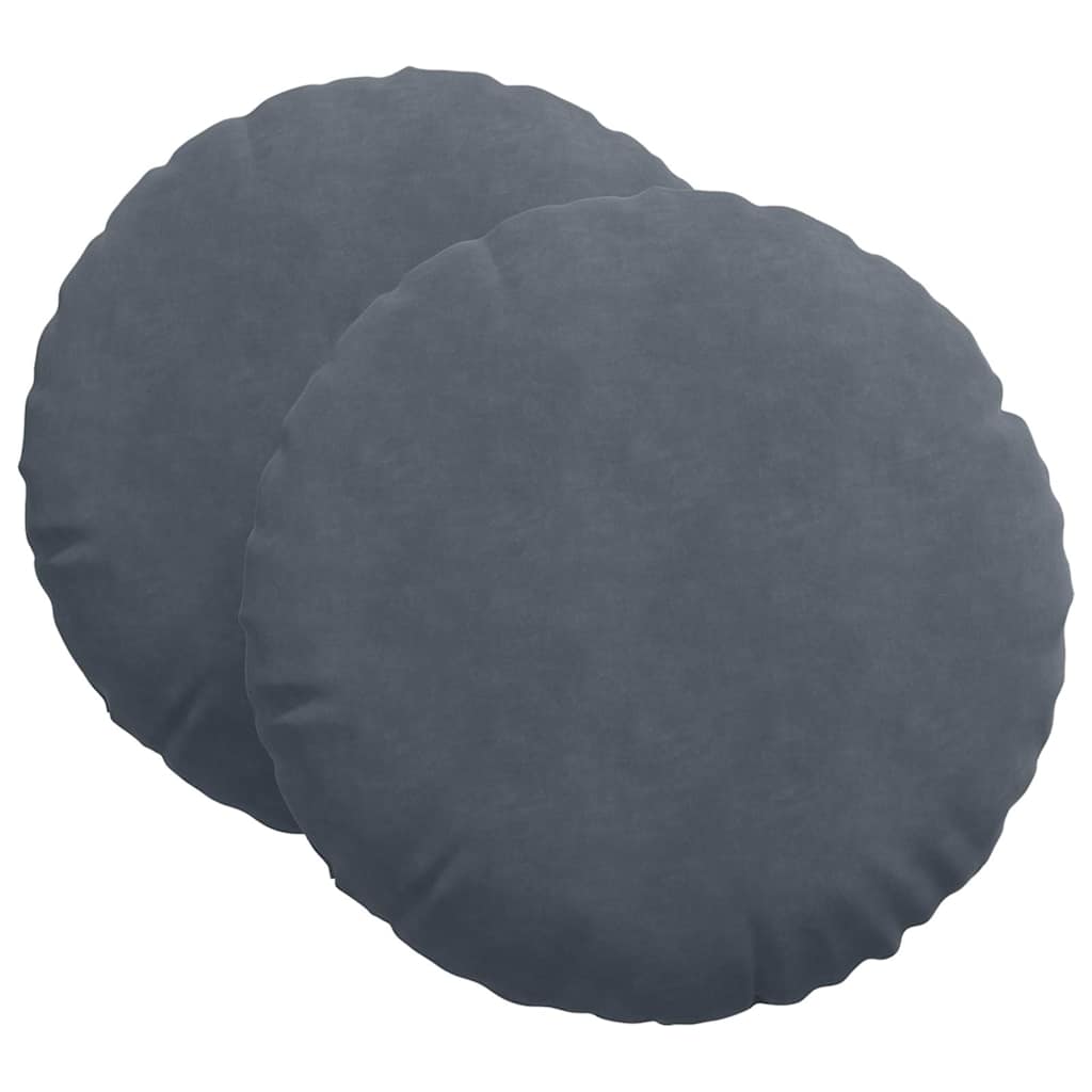 Poduszki na siedziska 2 pcs Ciemnoszary Ø60 x 21 cm Aksamit