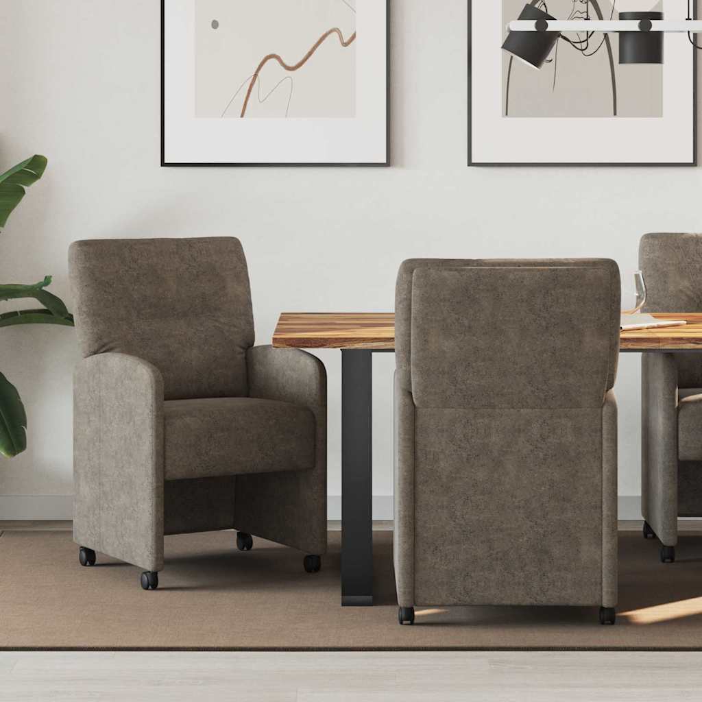 Krzesełka jadalne na kółkach 2 pcs ciemno szary 57 x 67 x 95 cm vidaXL