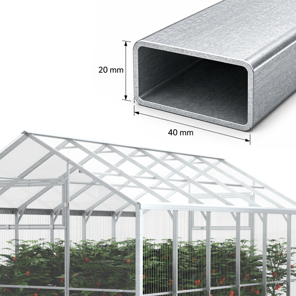 Szklarnia z poliwęglanu DOMEK 2,5x8 m profile 40x20 poliwęglan 5mm - Szklarnia ogrodowa (20 m²)