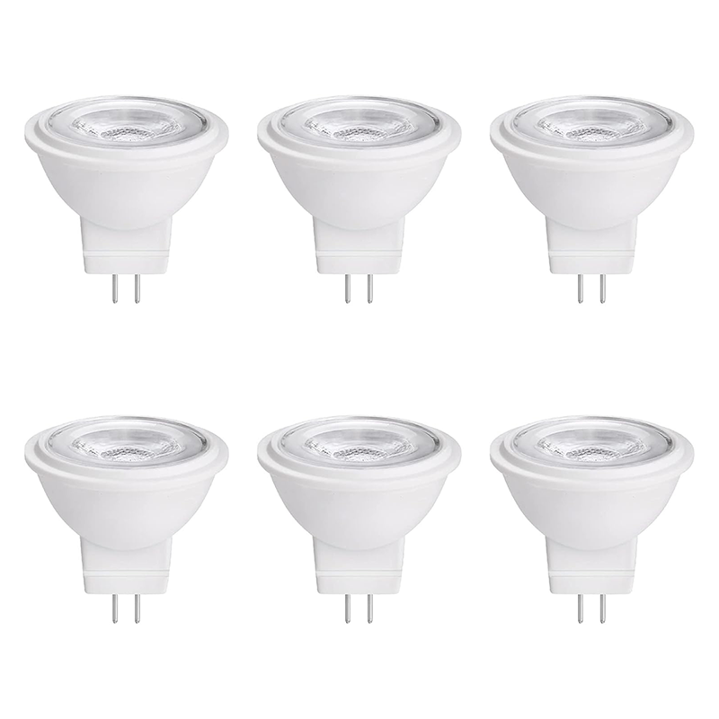 Żarówka LED MR11 GU4.0 z dwoma pinami, 3 W, 12 V AC/DC, niskonapięciowa, punktowa, ciepłe białe światło 2700 K-3000 K, opakowanie 6 sztuk