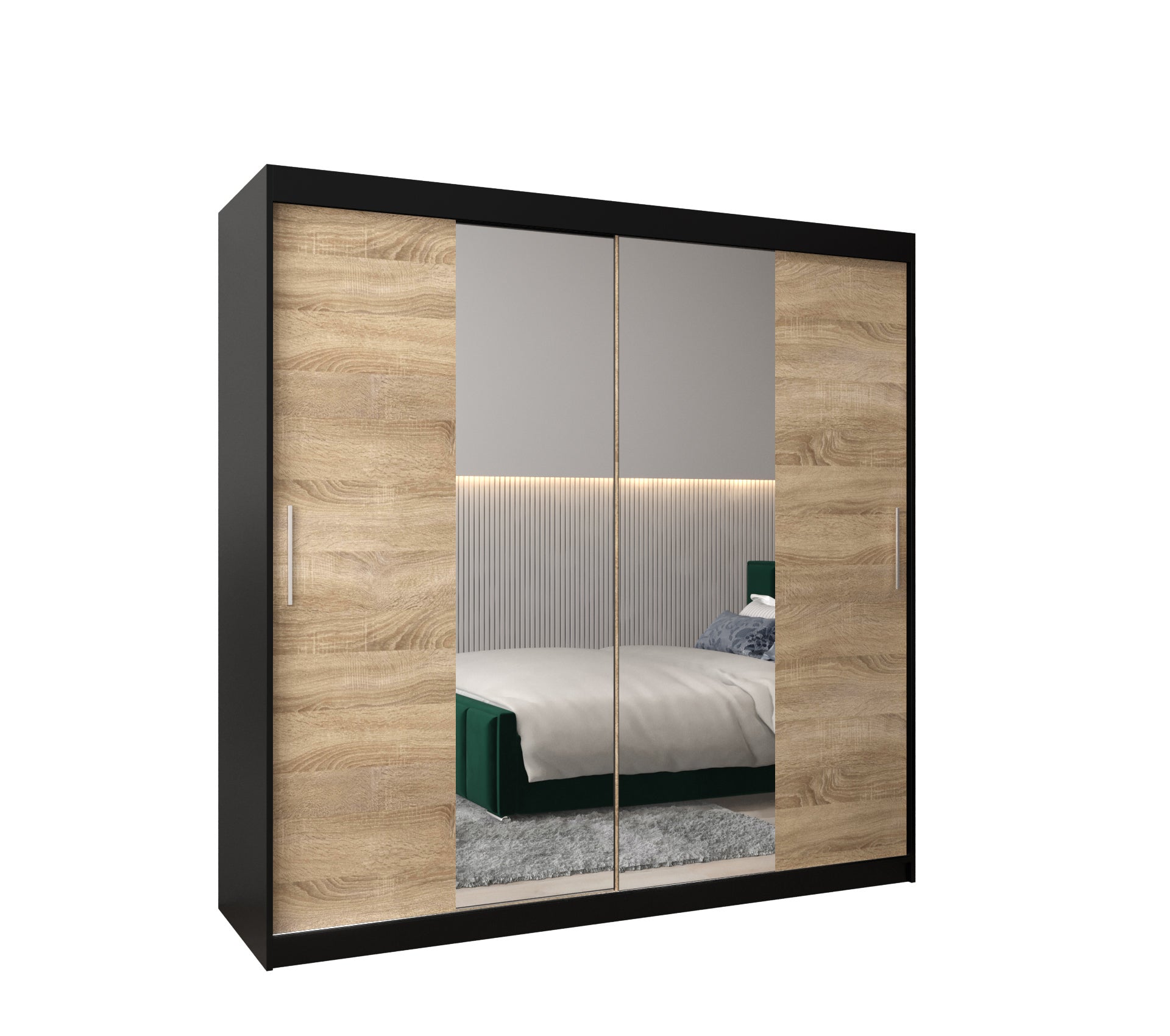Szafa przesuwna garderoba TOKYO 1 200 x 62 x 200 cm Czarny + Sonoma - Abiks Meble