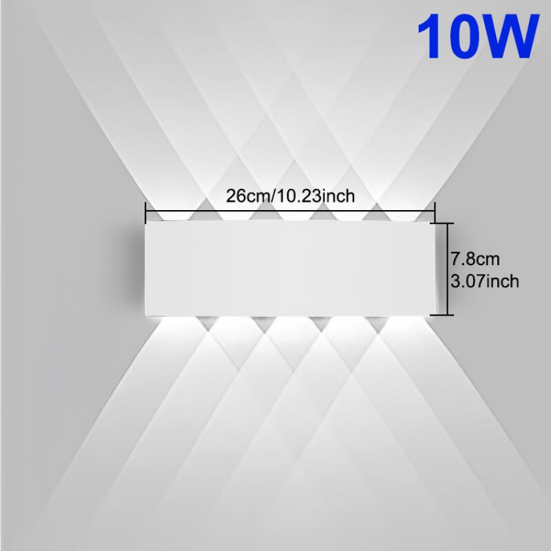 Kinkiet LED 10W, biały aluminium - oświetlenie w górę i w dół, odpowiedni do salonów, sypialni i korytarzy - białe światło.