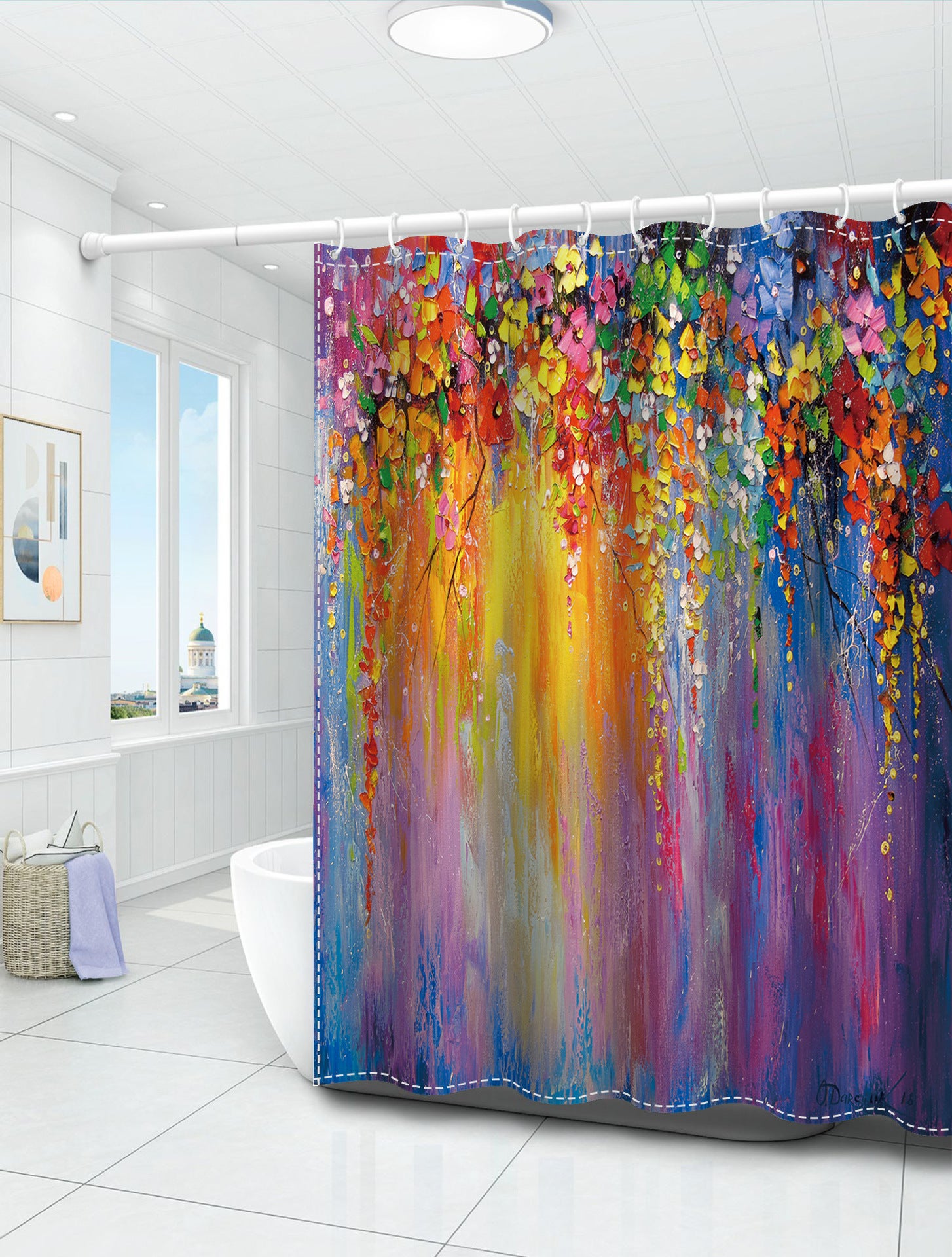 Zasłona prysznicowa w stylu retro, z haczykami w zestawie, odpowiednia do użytku domowego i hotelowego, 150 cm x 180 cm wysokości (1 sztuka).