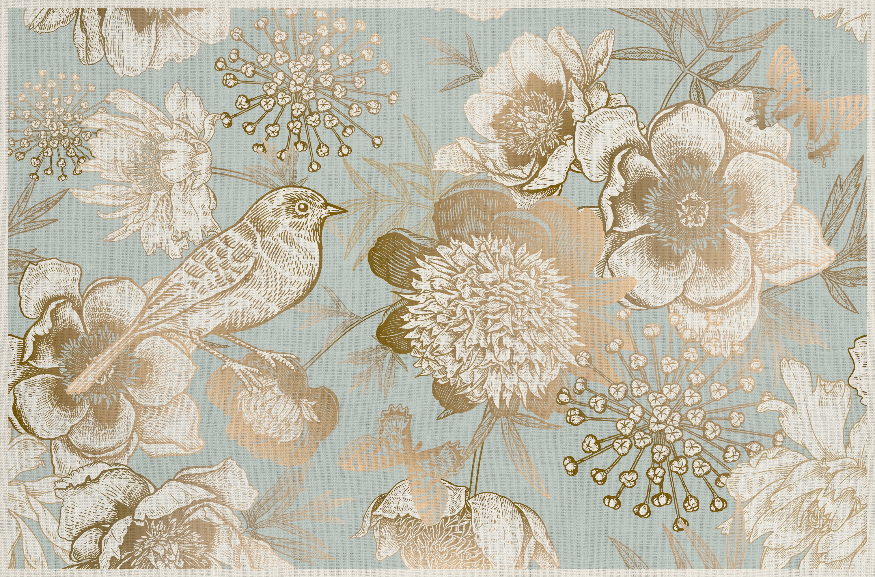 Mata winylowa Golden bird 66x100 cm - PVC antypoślizgowy, gładki nadruk, winylowy dywanik do kuchni lub salonu, zmywalny