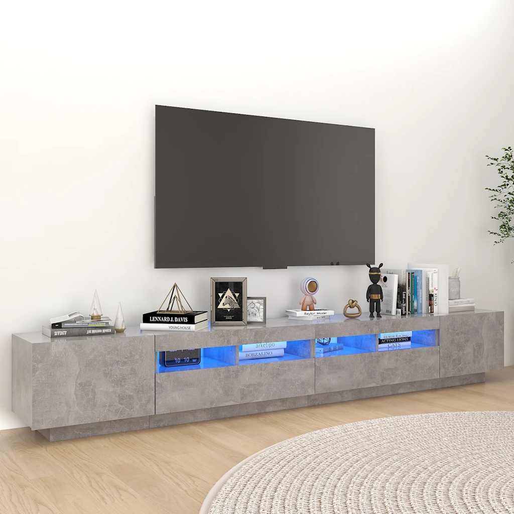 Szafka pod TV z oświetleniem LED, szarość betonu, 260x35x40 cm vidaXL
