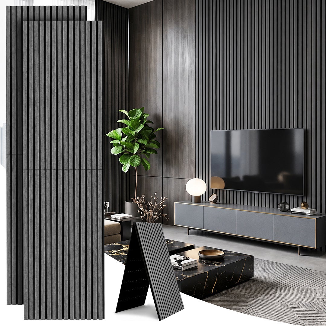 Panele akustyczne ścienne 240x60 cm dąb srebrny, składany, 2 szt.