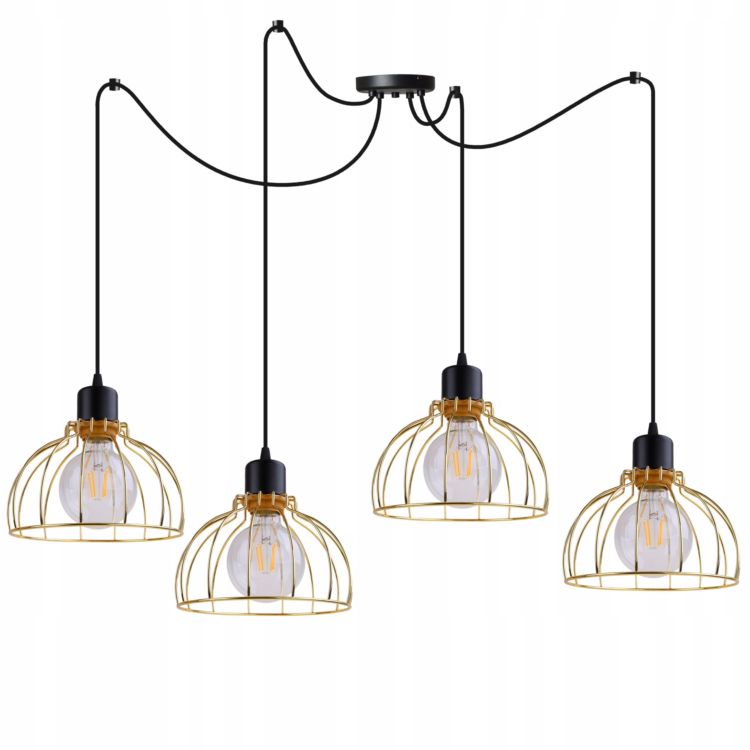 Lampa sufitowa wisząca Light Home LH Spider Mobi 4x E27 abażur druciany złoty nowoczesna