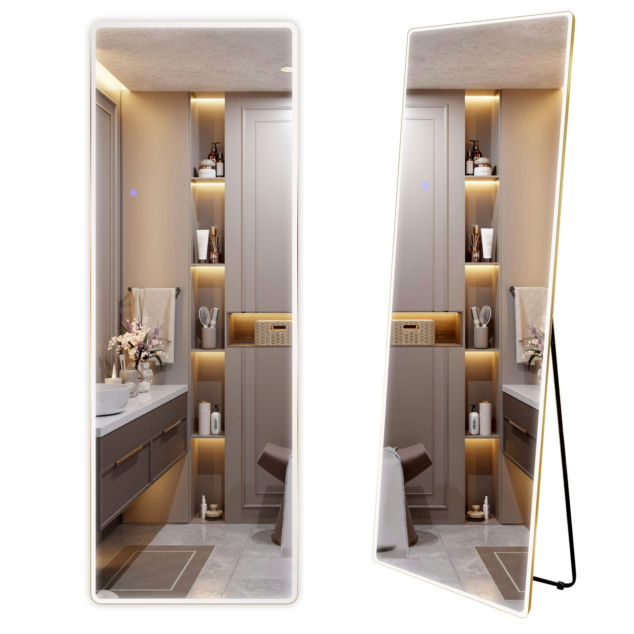Lustro LED Rea Classico 50x160cm Złoto Szczotkowane