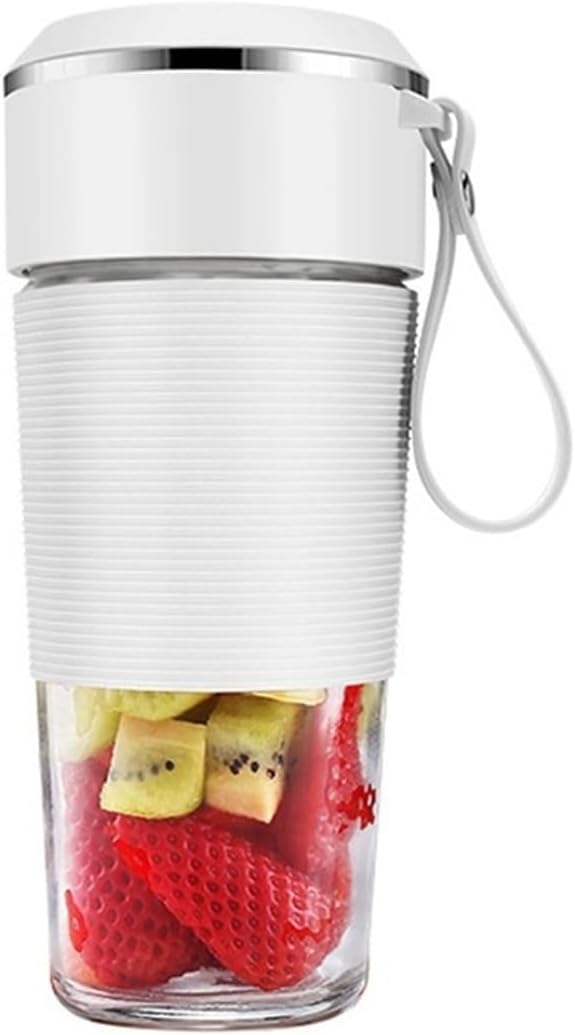 Akumulatorowy blender elektryczny bezprzewodowy - 6 ostrzy ze stali nierdzewnej - do świeżych soków, koktajli i koktajli mlecznych (biały)