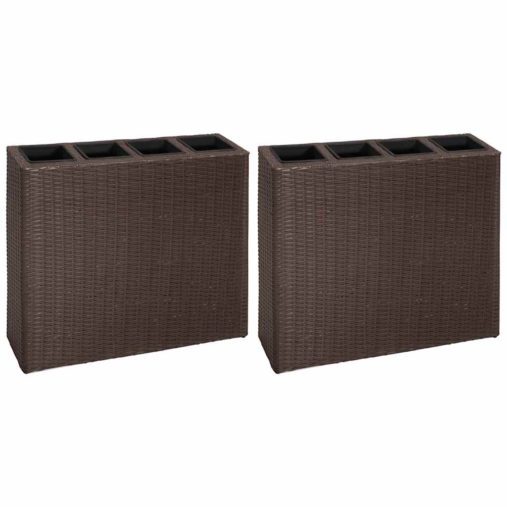 2x Podwyższona Donica Ogrodowa z Polirattanu 79x22x76 cm Brązowa na Taras