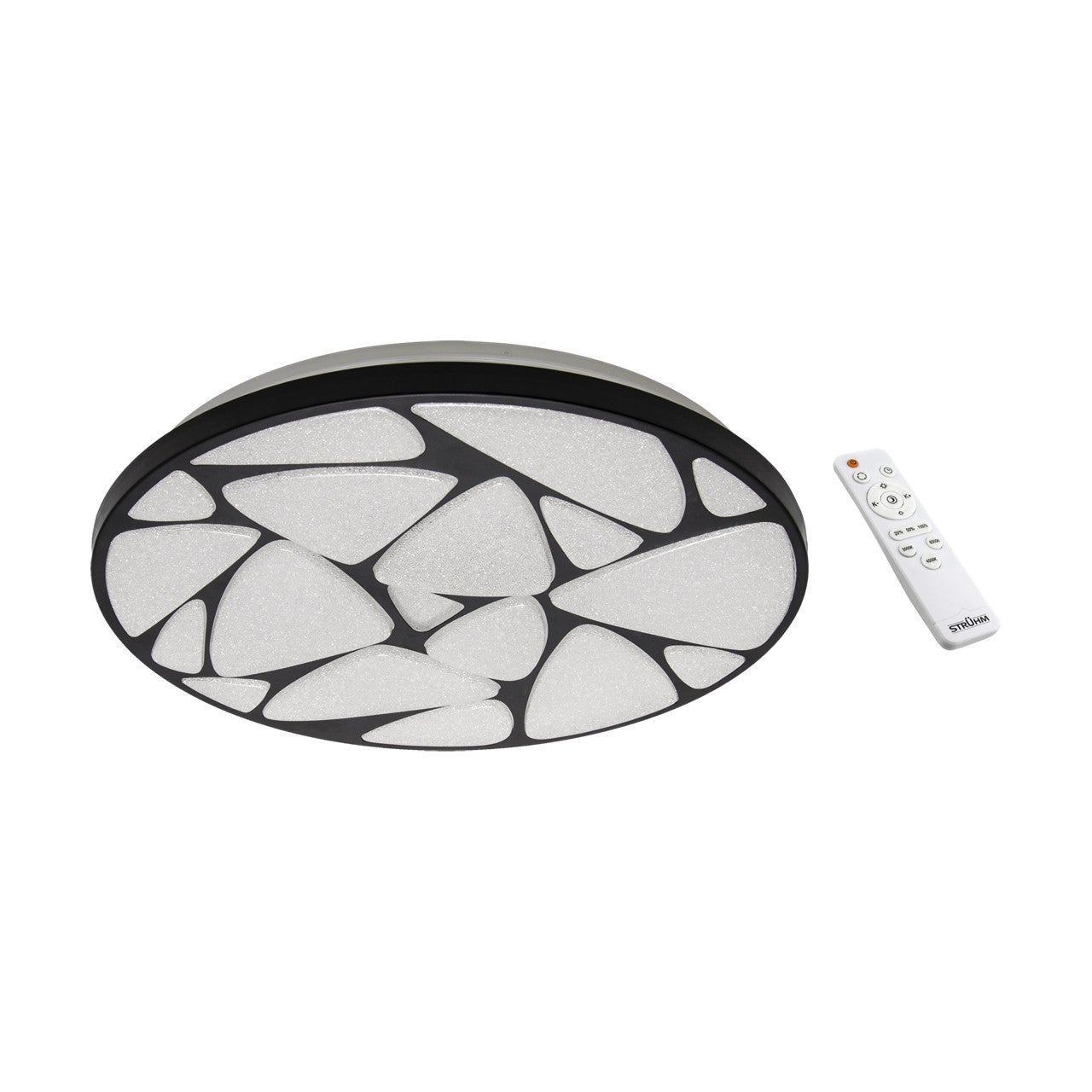 Plafon Mineral okrągły czarny LED 48W 4200K 3000lm z pilotem wym: 6,5 x 49,5 cm IP44 tworzywo sztuczne Struhm