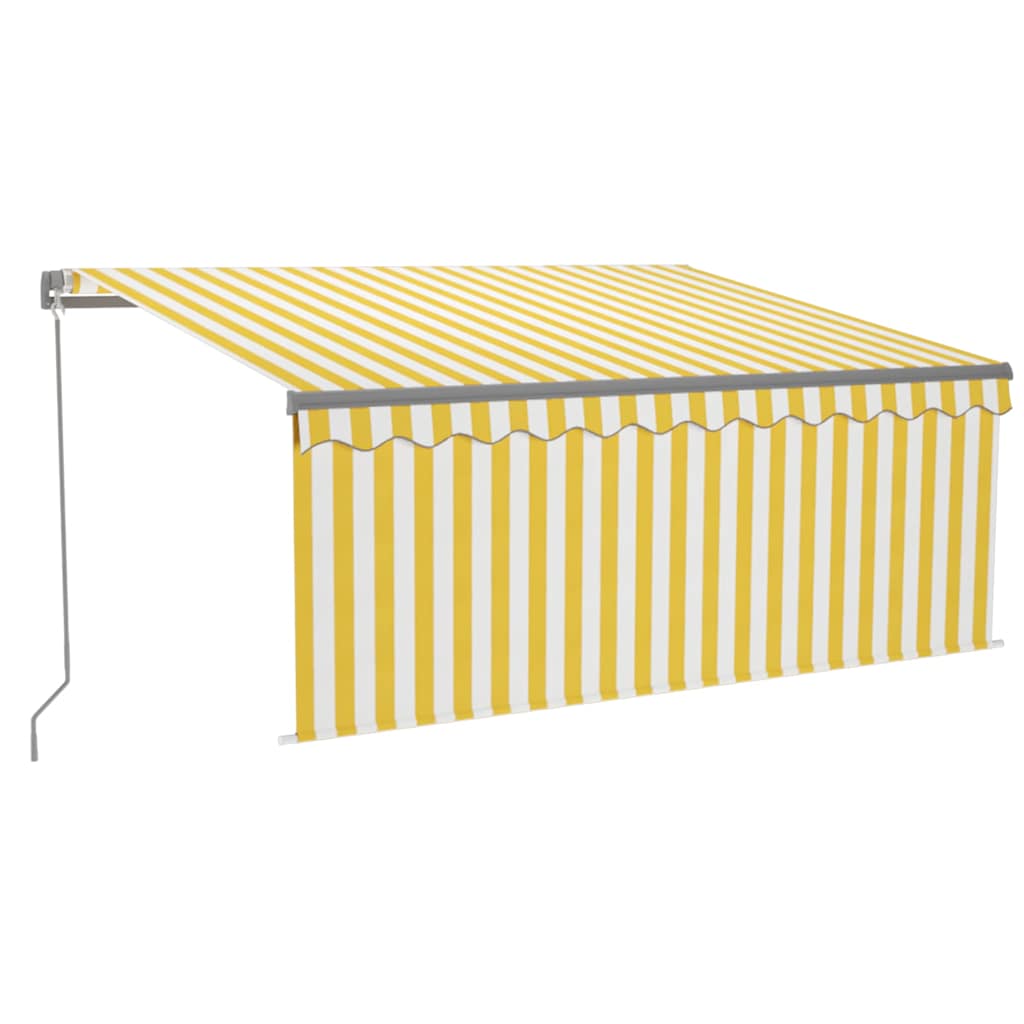 Markiza Tarasowa z Zasłoną i LED 350x250 cm Żółto-Biała z Antracytową Ramą