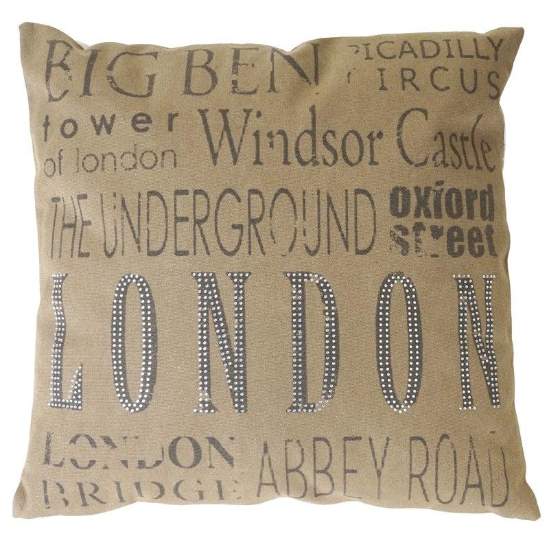 Poduszka dekoracyjna London, poduszka na sofę poduszka dekoracyjna z wypełnieniem, brązowe brokatowe kamienie 45x45cm