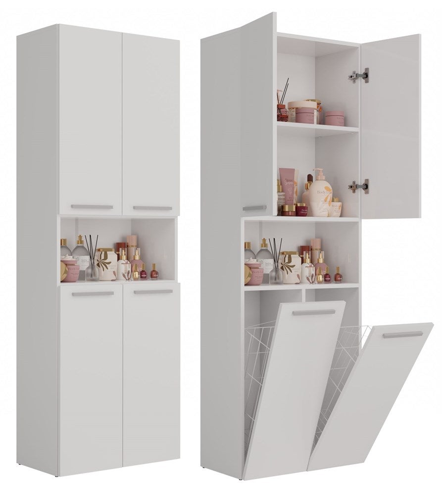 Szafka Łazienkowa Topeshop Słupek Nel DK 2K Kosz Biel Mat 30x60x174 cm 1 szt.