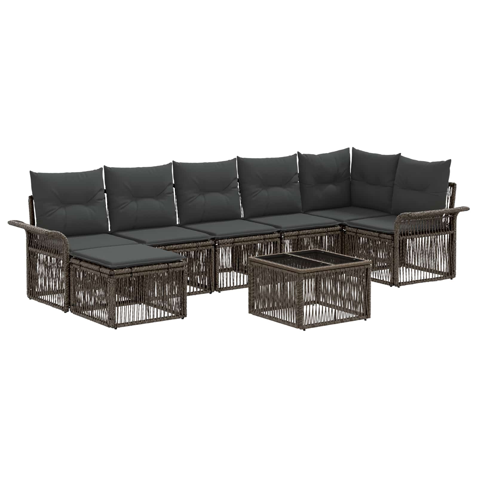 Zestaw Sof na Ogród 8 pcs Szary polirattan vidaXL
