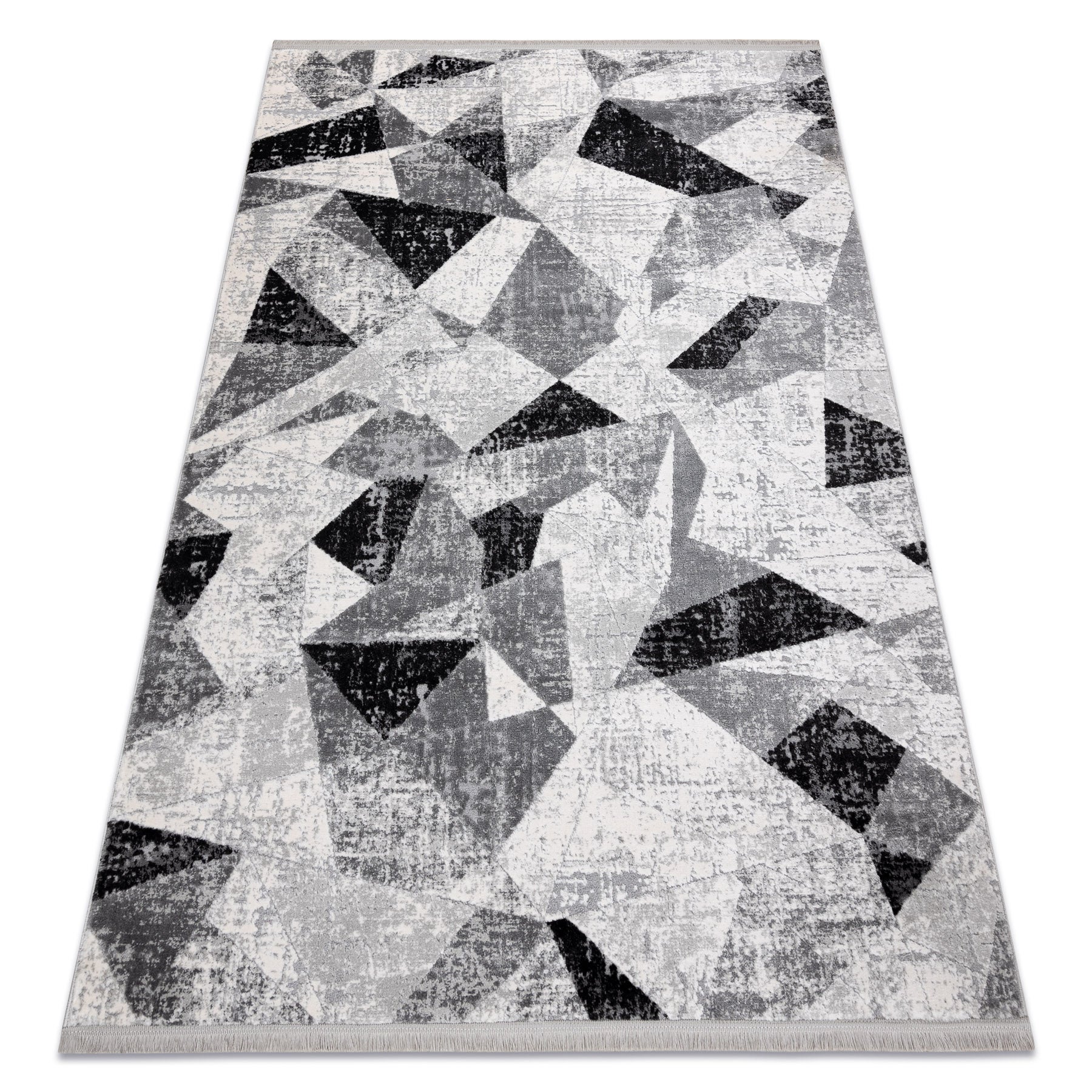 Dywan TULS nowoczesny, strukturalny, frędzle 51211 Geometryczny antracyt 80x150 cm