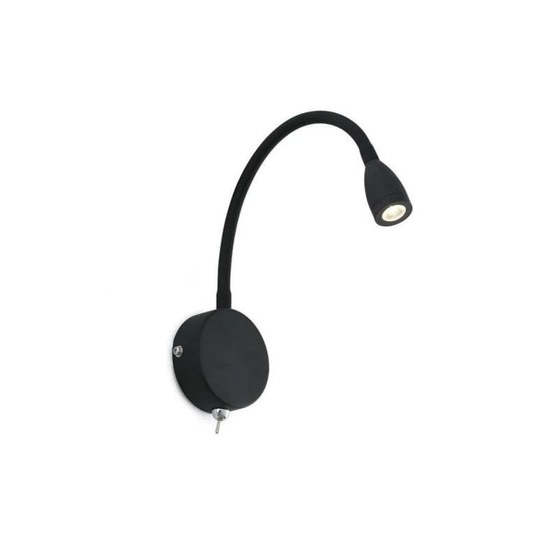 Faro Barcelona - Kinkiet LED Loke 3W z ramieniem - aluminium i malowany metal, sypialnia, lampka do czytania - czarny