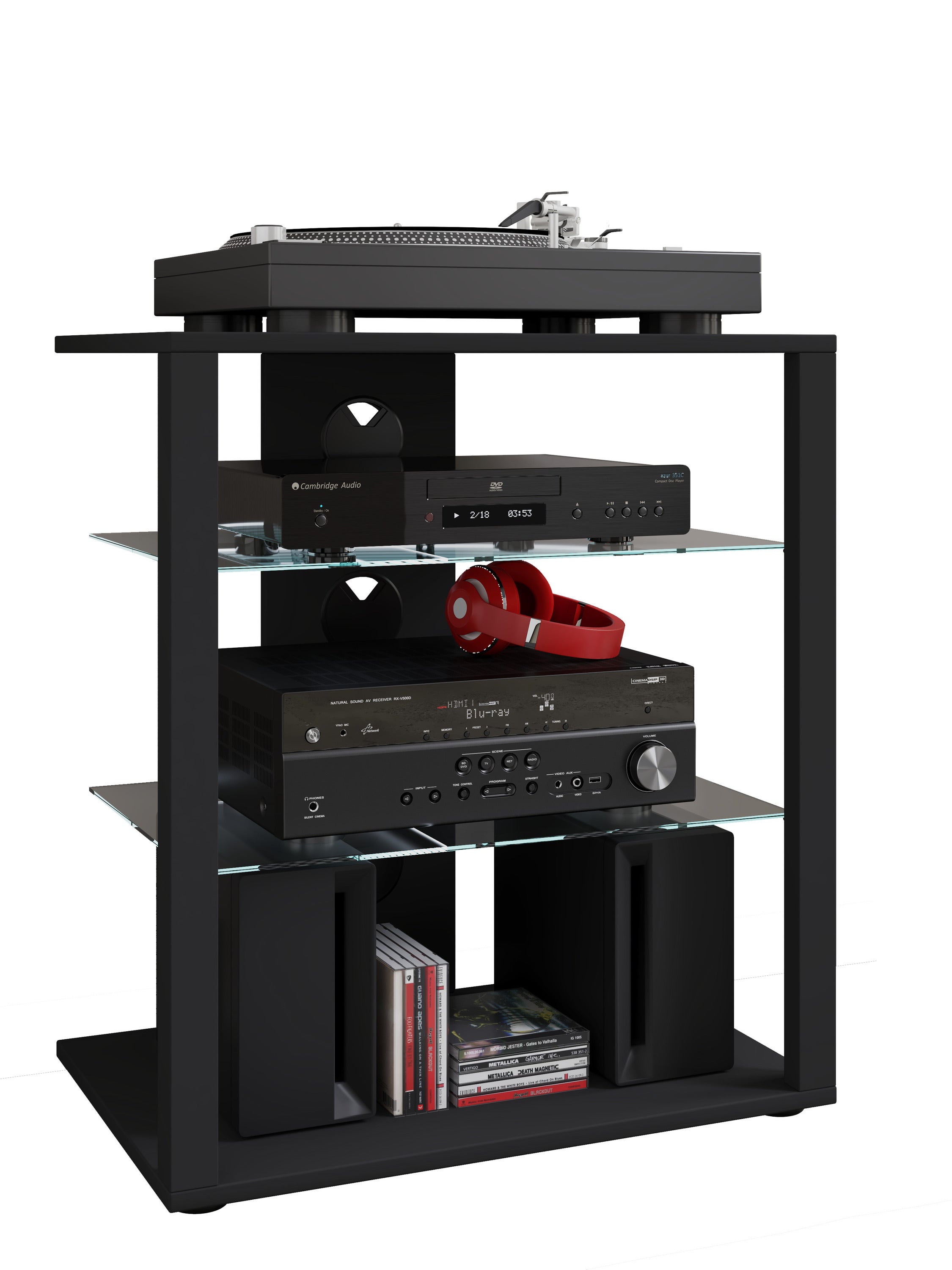 VCM Meble hifi Folas Czarny H. 70 x B. 60 x T. 41 cm