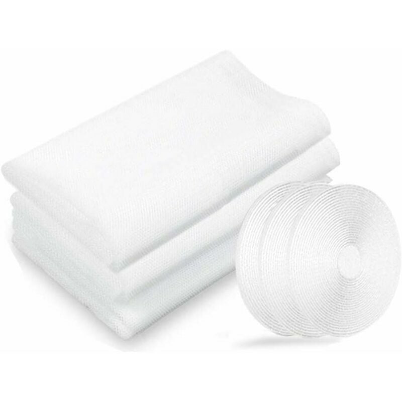 Moskitiery, moskitiery okienne, 3 opakowania po 130 cm x 150 cm, ochrona przed owadami, okna, z 3 rolkami taśmy klejącej, białe