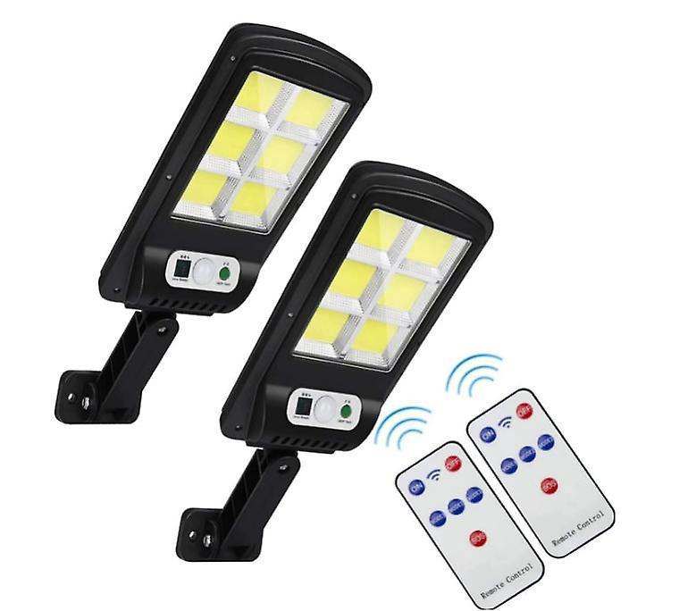 Zestaw 2 lamp solarnych LED do ogrodu - Mocny projektor solarny z czujnikiem ruchu i 3 trybami oświetlenia.