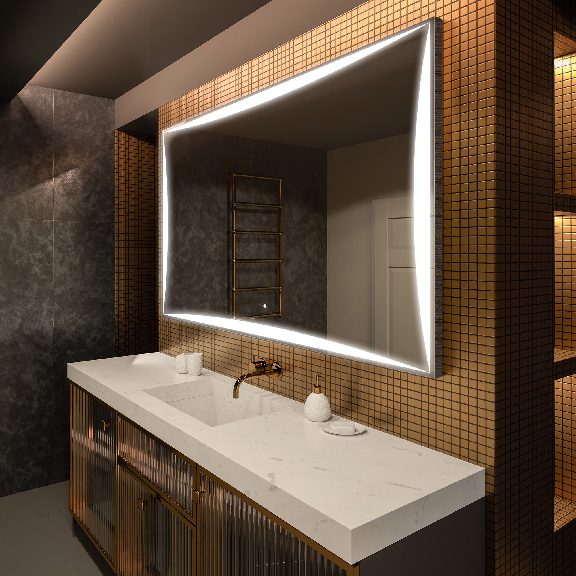 Lustro Premium z podświetleniem LED Łazienka (200x70cm) Lustro z podświetleniem LED i dotykowym włącznikiem oświetlenia