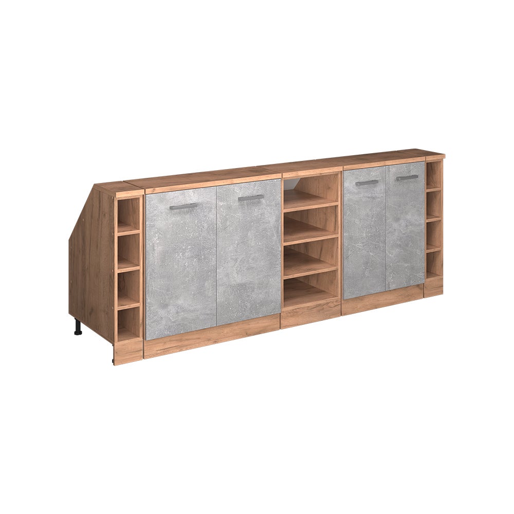 Vicco Zestaw szaf na dachy skośne Rion, Beton, 210 cm Zestaw 5 korpusów szafy głębokość 60 cm