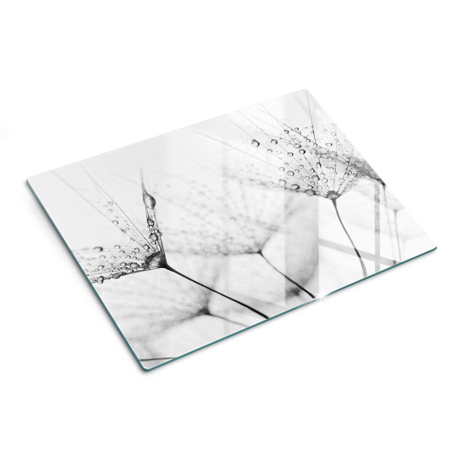 Deska szklana do krojenia i ochrony blatu z nadrukiem - Dmuchawiec Krople - 30x40 - Tulup