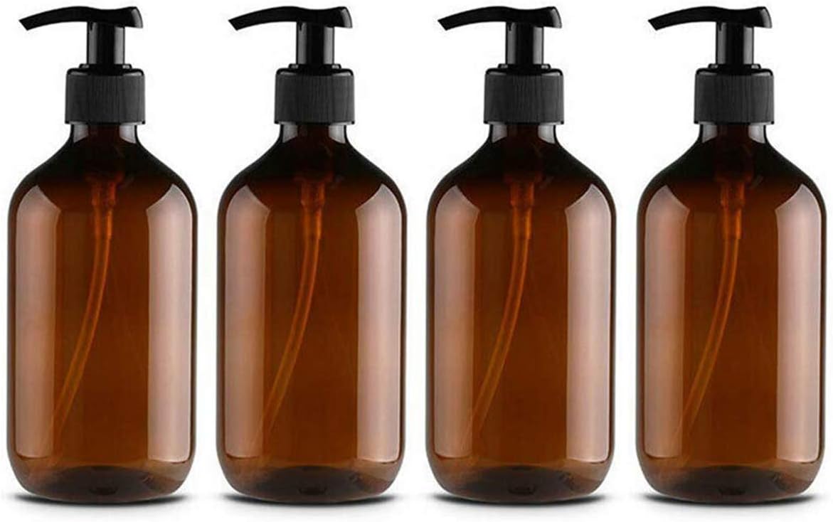 butelka z pompką do wyciskania, 500 ml, opakowanie na szampon, odżywkę i żel pod prysznic, puste, brązowe