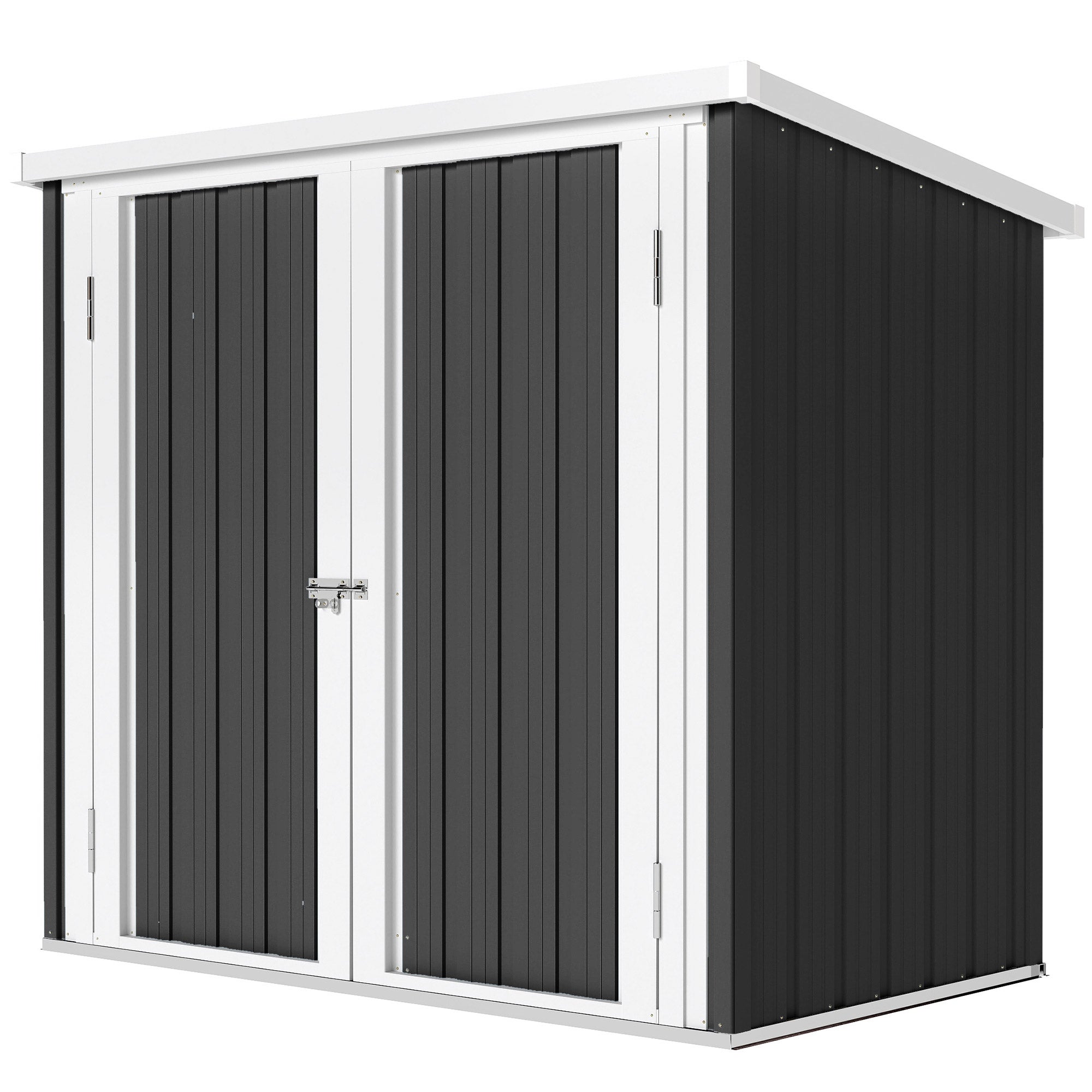 Domek ogrodowa o wymiarach 1,26 m² (147 x 86 x 134 cm) z 2 drzwiami i zamkiem, czarny, idealny do przechowywania narzędzi.