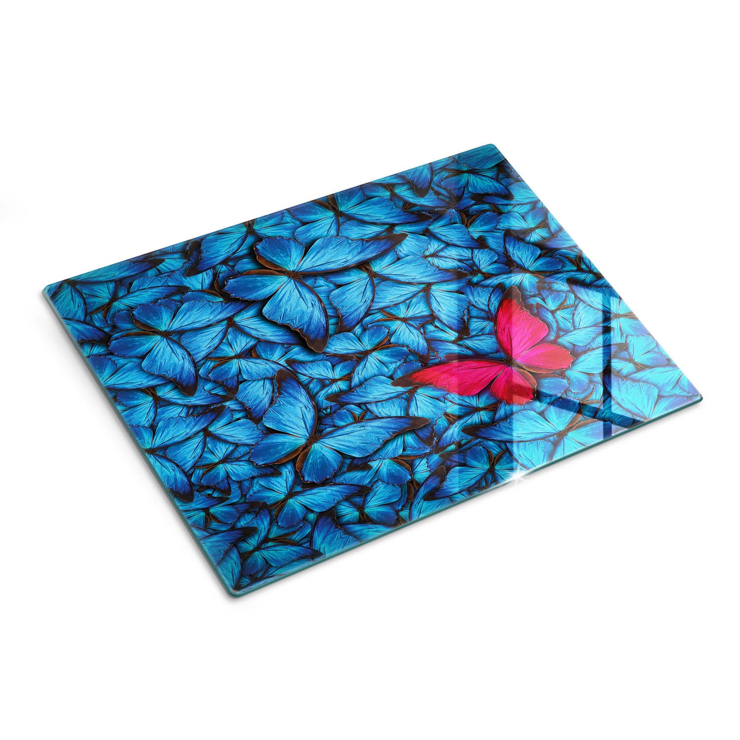 Deska kuchenna ze szkła hartowanego z grafiką - Różowy Motyl - 30x40 - Tulup