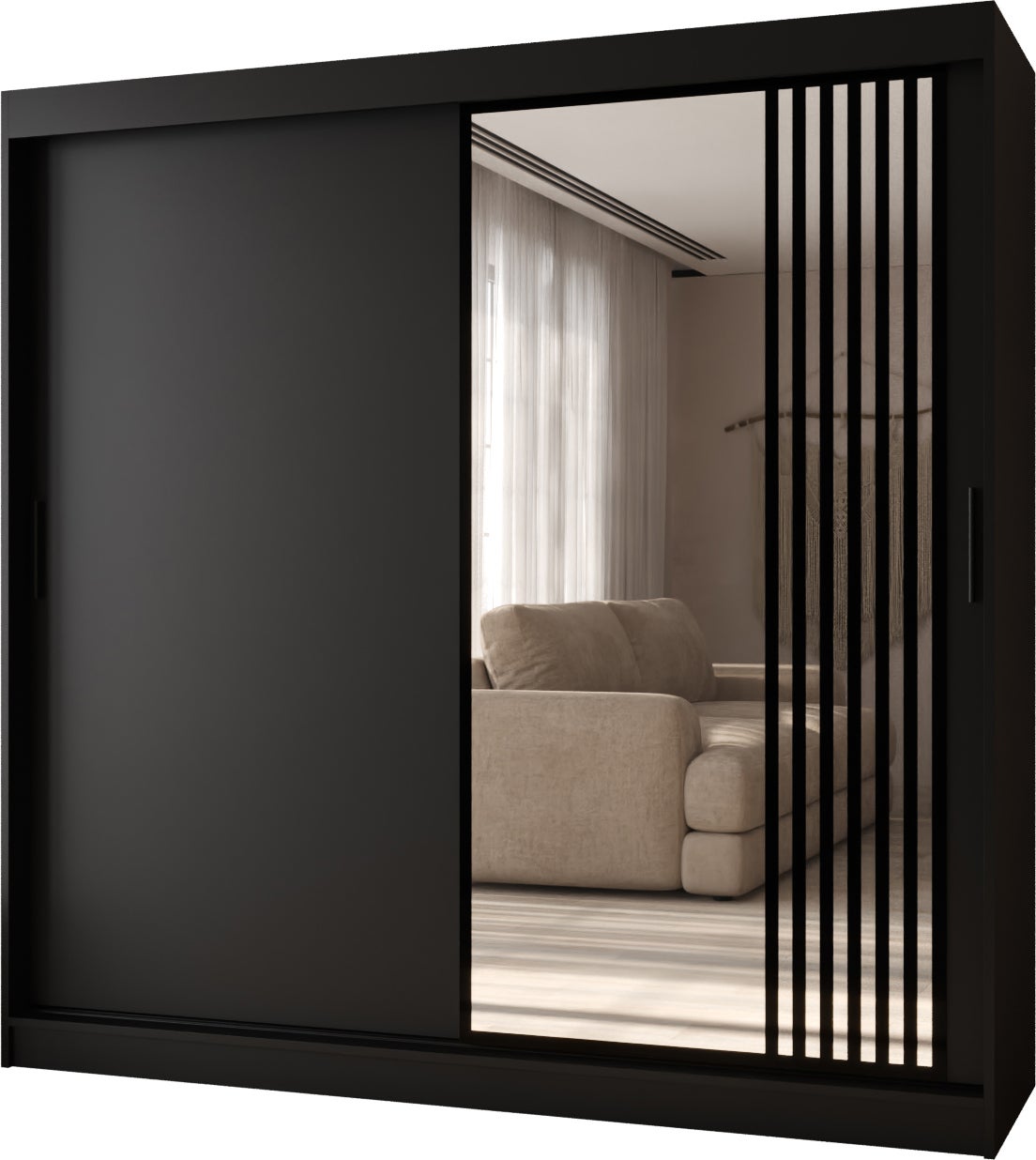 Szafa przesuwna z lustrem GLOSSY 200 x 62 x 200 czarny + u. czarny