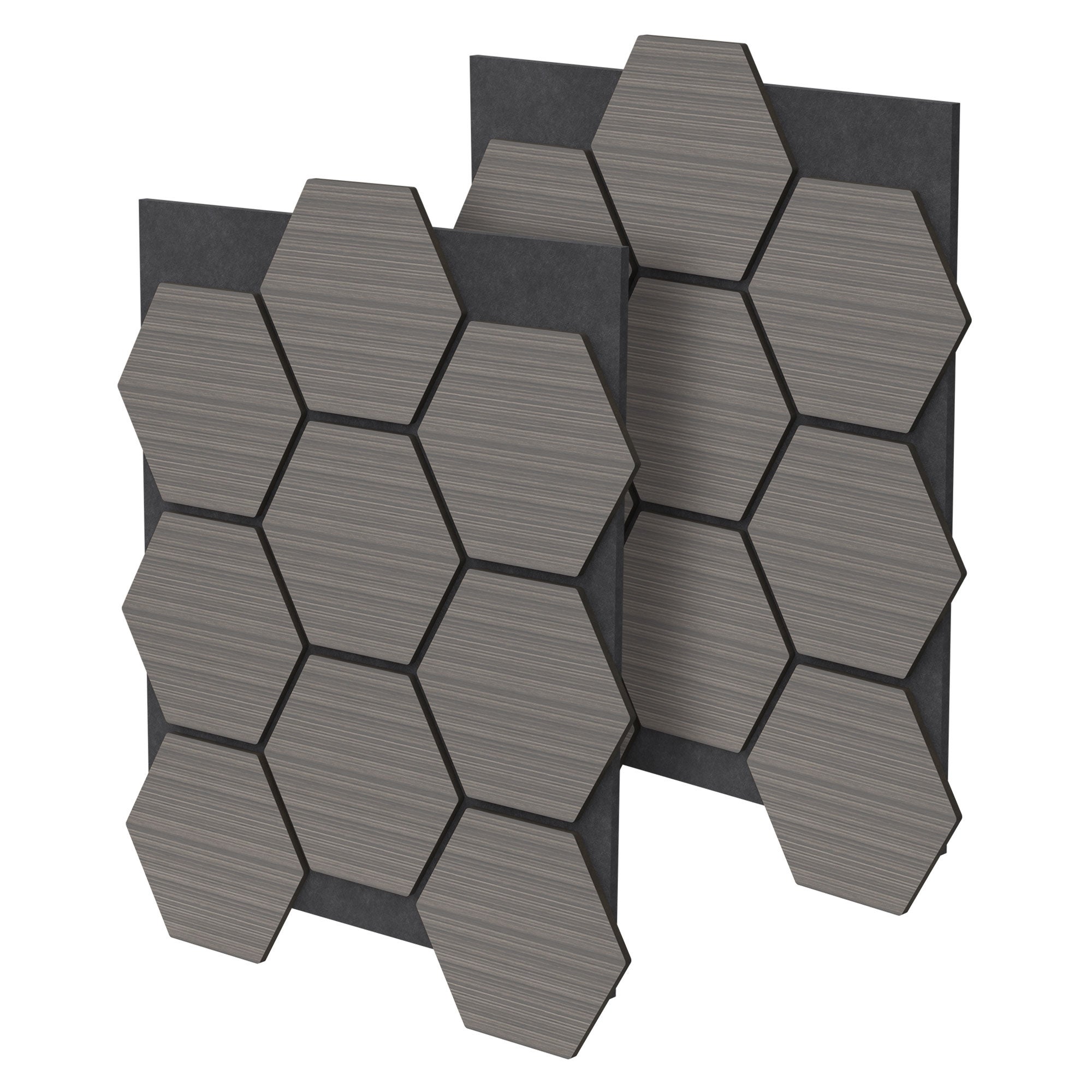 ML-Design zestaw 2 szary paneli akustycznych MDF 66x81x2 cm z sześciokątnym wzorem drewna panele dekoracyjne do izolacji ścian biura studia