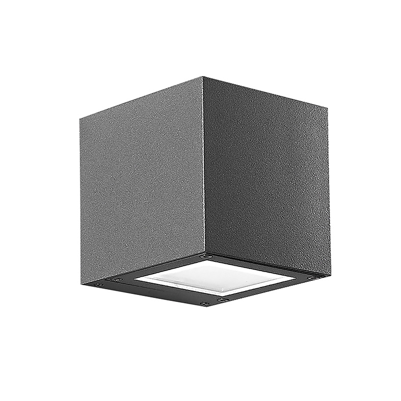 Srebrna lampa ścienna LED 4,5 W, pojedyncza emisja, kwadratowa, IP65, 3000 K, antracytowa – oświetlenie zewnętrzne ścienne z odlewu aluminiowego