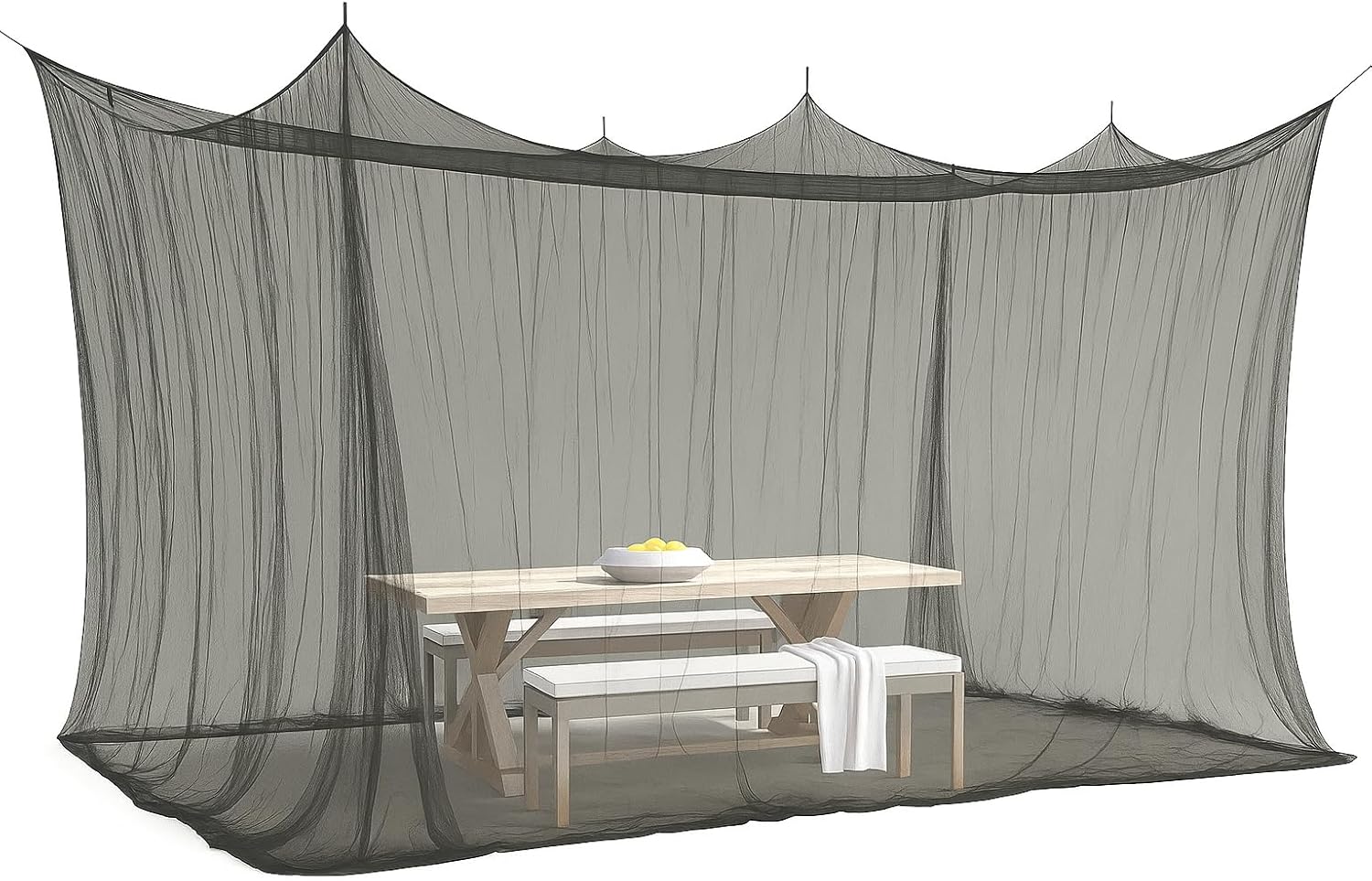 Moskitiera do użytku wewnątrz i na zewnątrz - 300 x 300 x 250 cm - Do użytku wewnątrz i na zewnątrz - Do namiotów i przyczep kempingowych - Czarna -