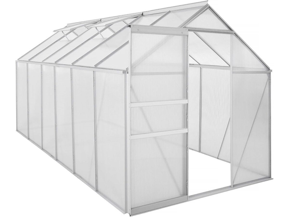Szklarnia ogrodowa z poliwęglanu 370 x 190 x 195 cm "Basilic" – 7,03 m² – szara