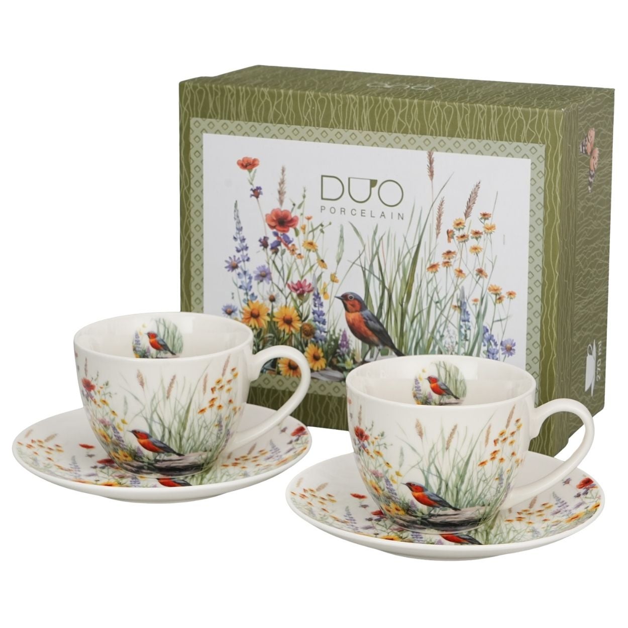 Zestaw 2 filiżanek ze spodkami Duo July 270 ml, porcelana, 1 kpl.