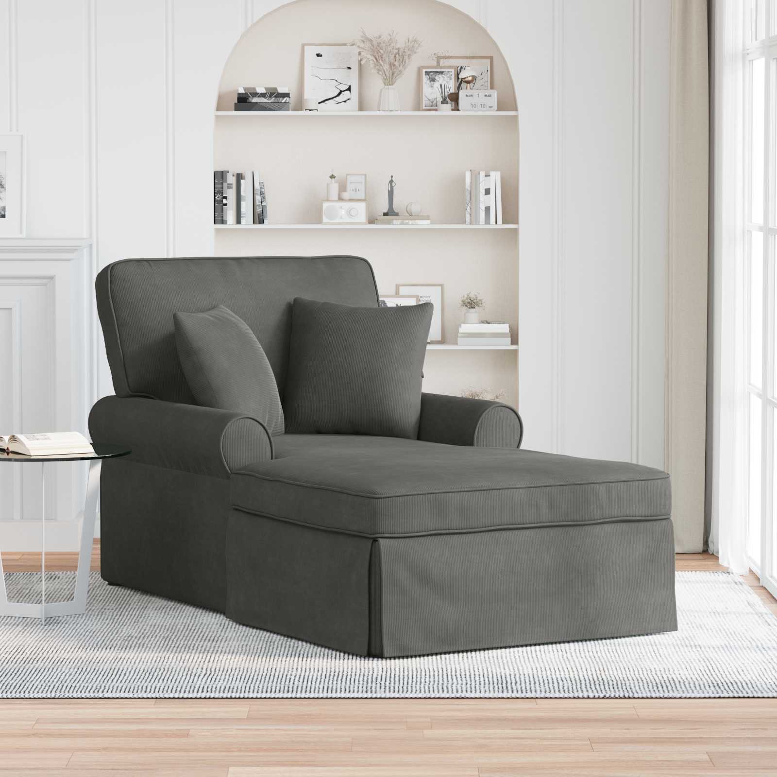 Chaise Lounge z Fartuszkiem z poduszką 3 pcs Ciemnoszary vidaXL