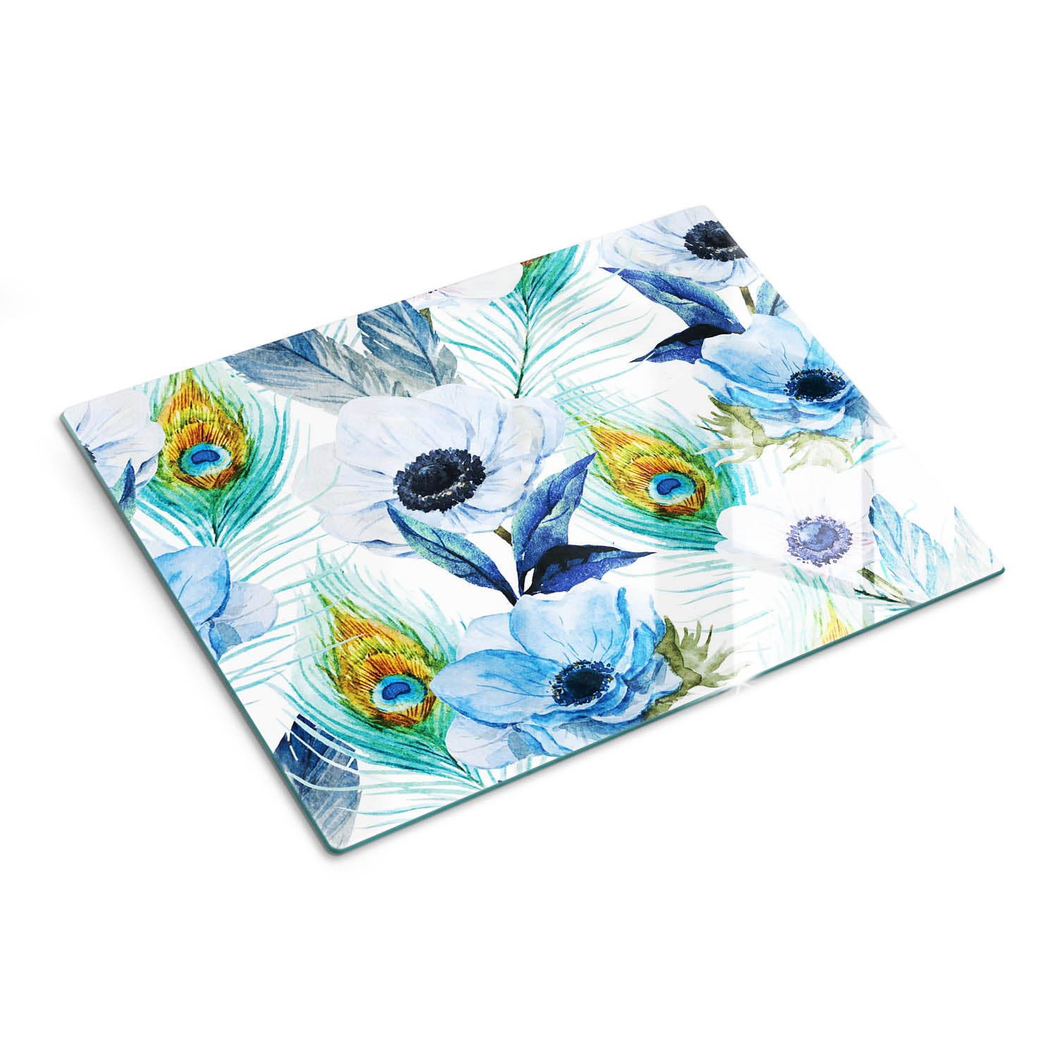 Szklana deska do krojenia szkło hartowane dekoracyjny nadruk - Kwiaty Boho - 30x40 - Tulup