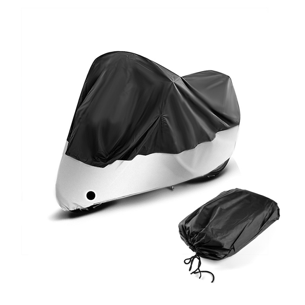 Wodoodporny pokrowiec na motocykl - tkanina Oxford -265 x 105 x 125 cm XXXL - 1 sztuka - czarno-srebrny