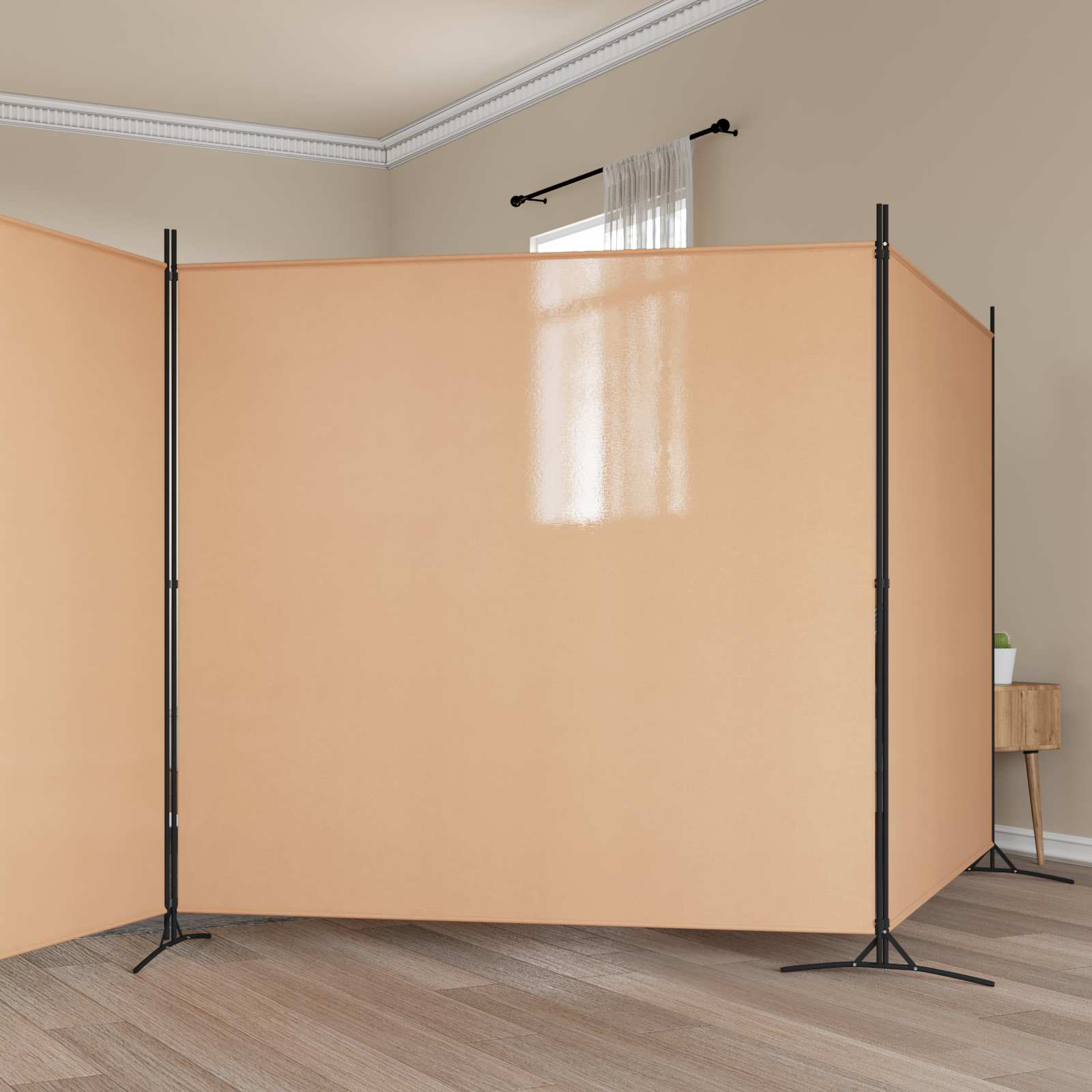 4-panelowy parawan Beżowy 698 x 180 cm tkanina vidaXL