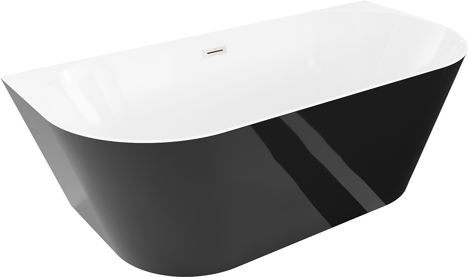 Mexen Oval Sim wanna wolnostojąca przyścienna 170 x 80 cm, biała/czarna, przelew nikiel szczotkowany - 52661708075-97