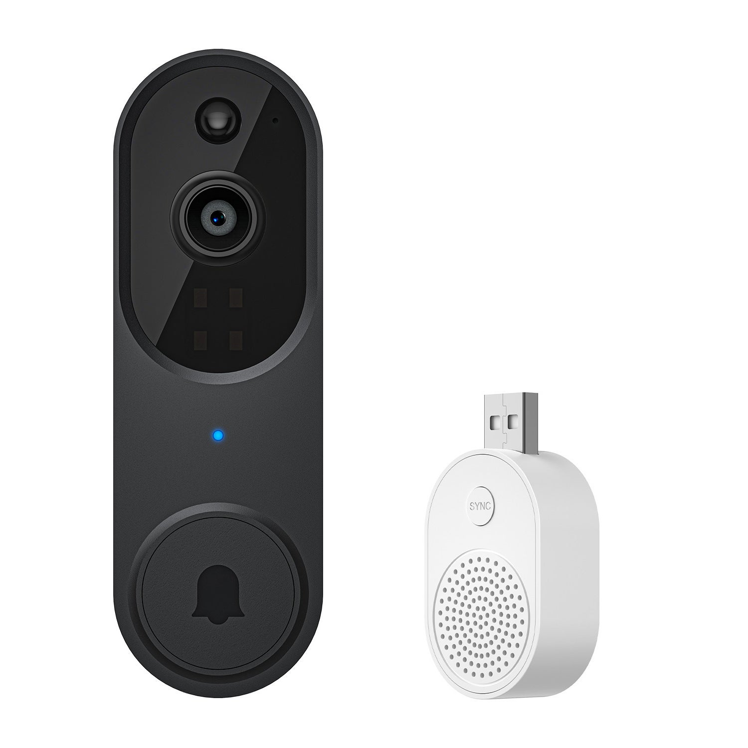 Bezprzewodowy dzwonek do drzwi z kamerą, wodoodporny 2K UHD, detekcja ruchu PIR, widzenie nocne, dwukierunkowe audio, Wi-Fi 2,4 GHz