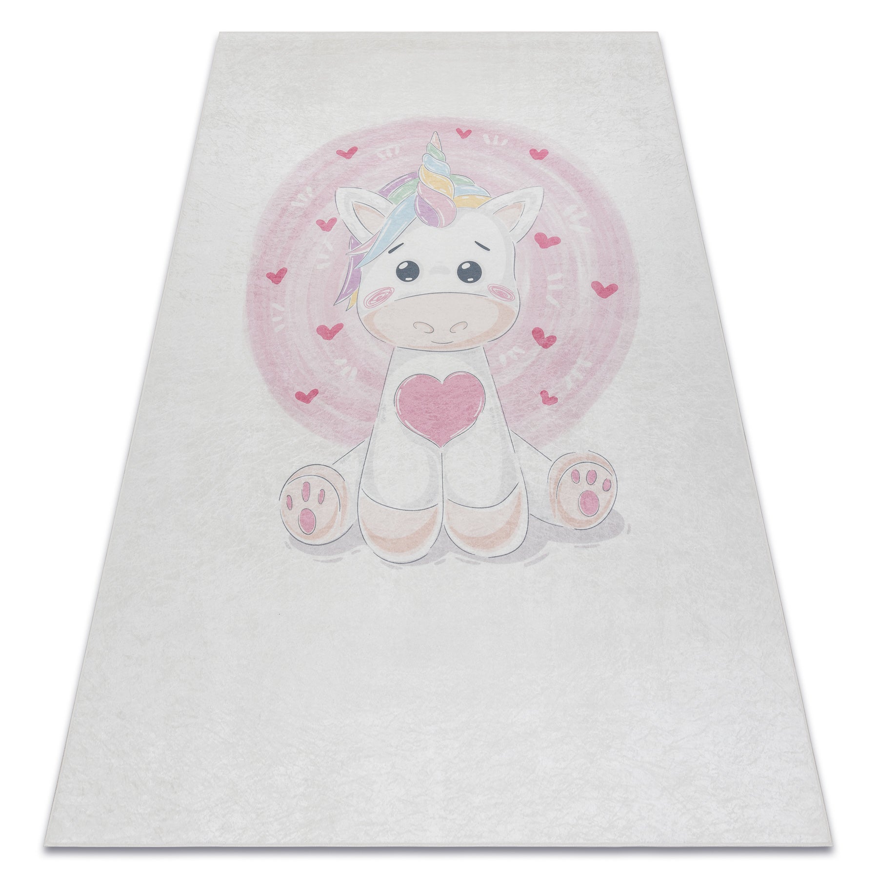 Dywan do prania BAMBINO 1128 Jednorożec, dla dzieci, antypoślizgowy - krem 80x150 cm