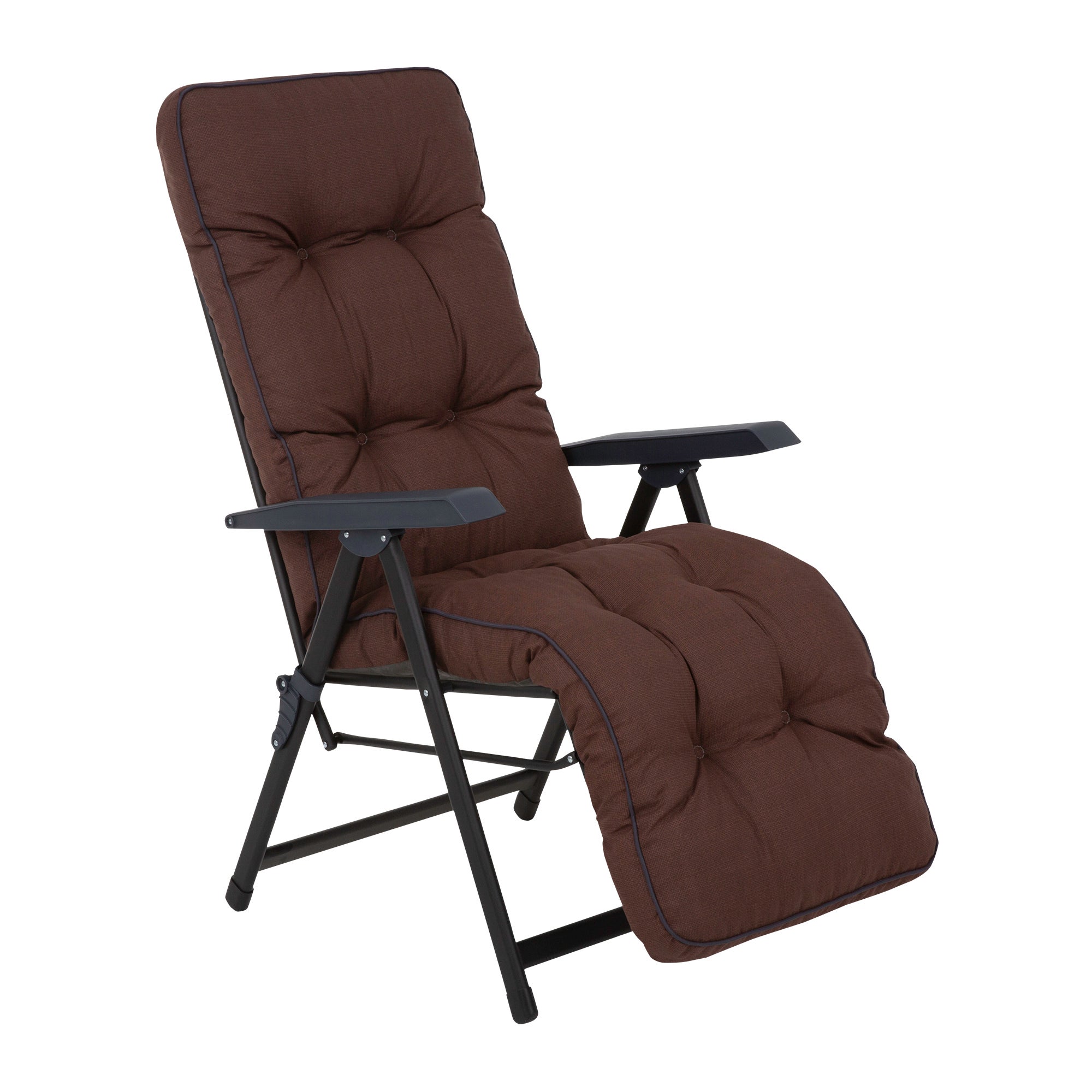Fotel ogrodowy z podnóżkiem Lena Plus Black Edition brązowy Patio