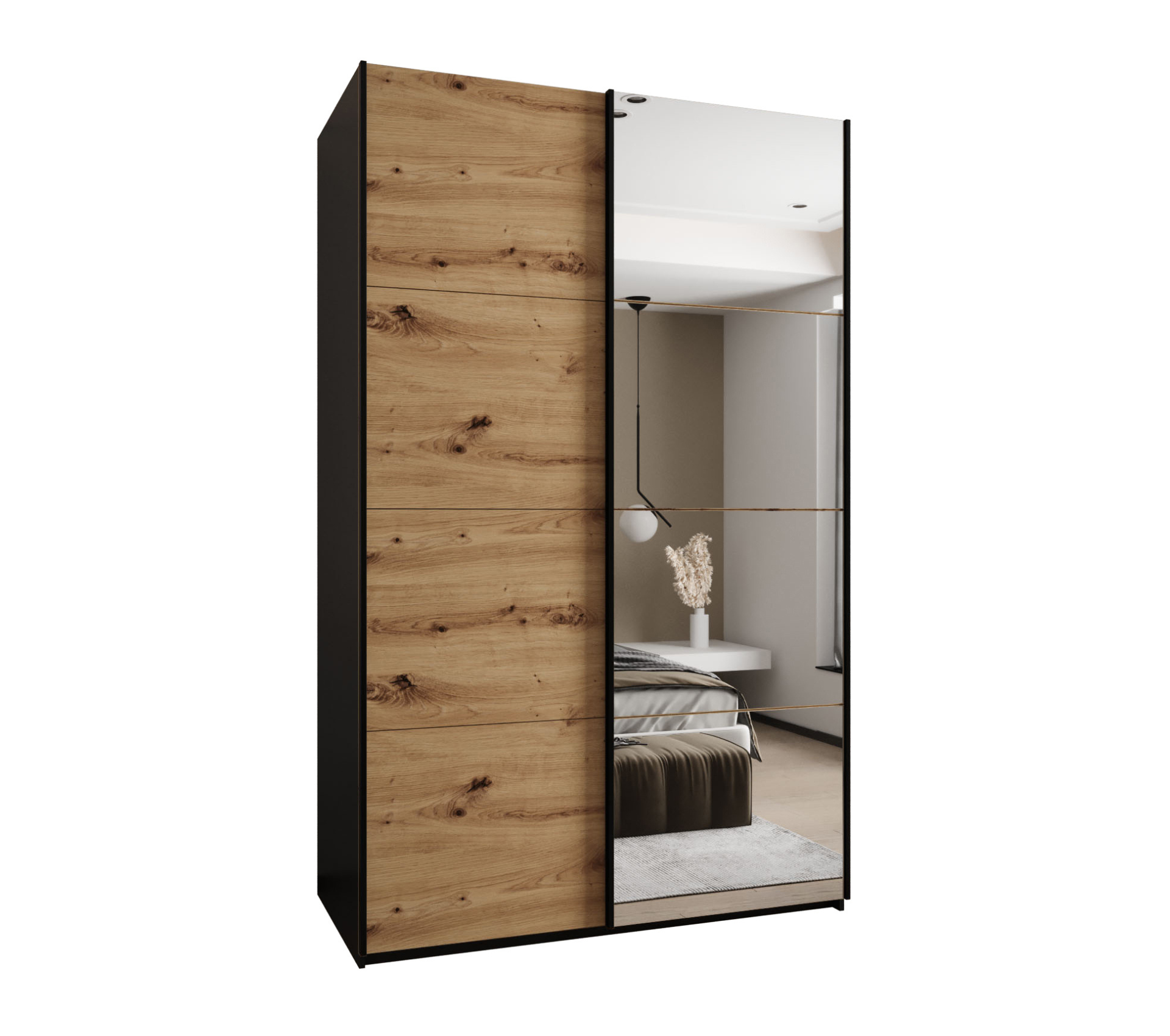 Szafa przesuwna wysoka Lux 3 160 x 64 x 245,5 cm czarny + artisan + u. czarny - Abiks Meble