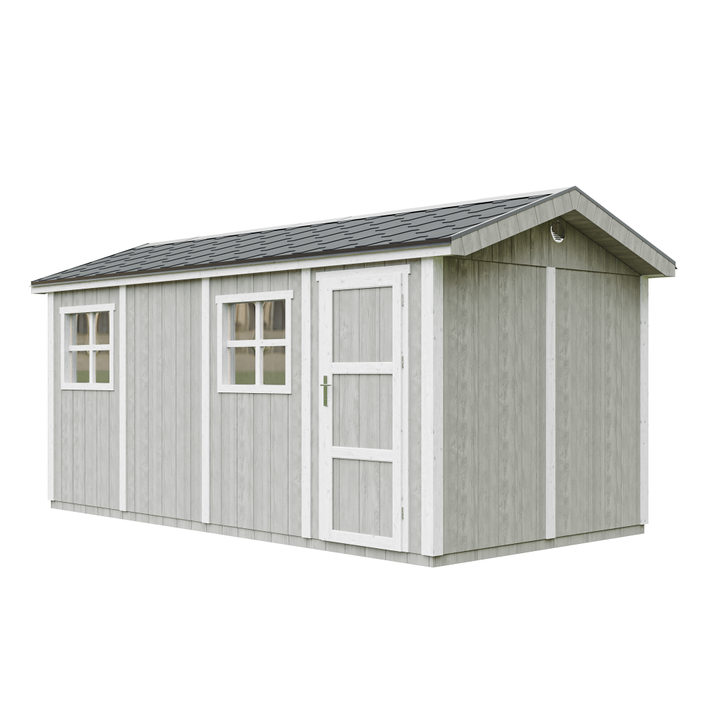 Domek ogrodowy najwyższej jakości 11,47 m² - wys. 252x250x530 cm - z podłogą i płytkami bitumicznymi - Timbela M915C-TUNDRA GREY