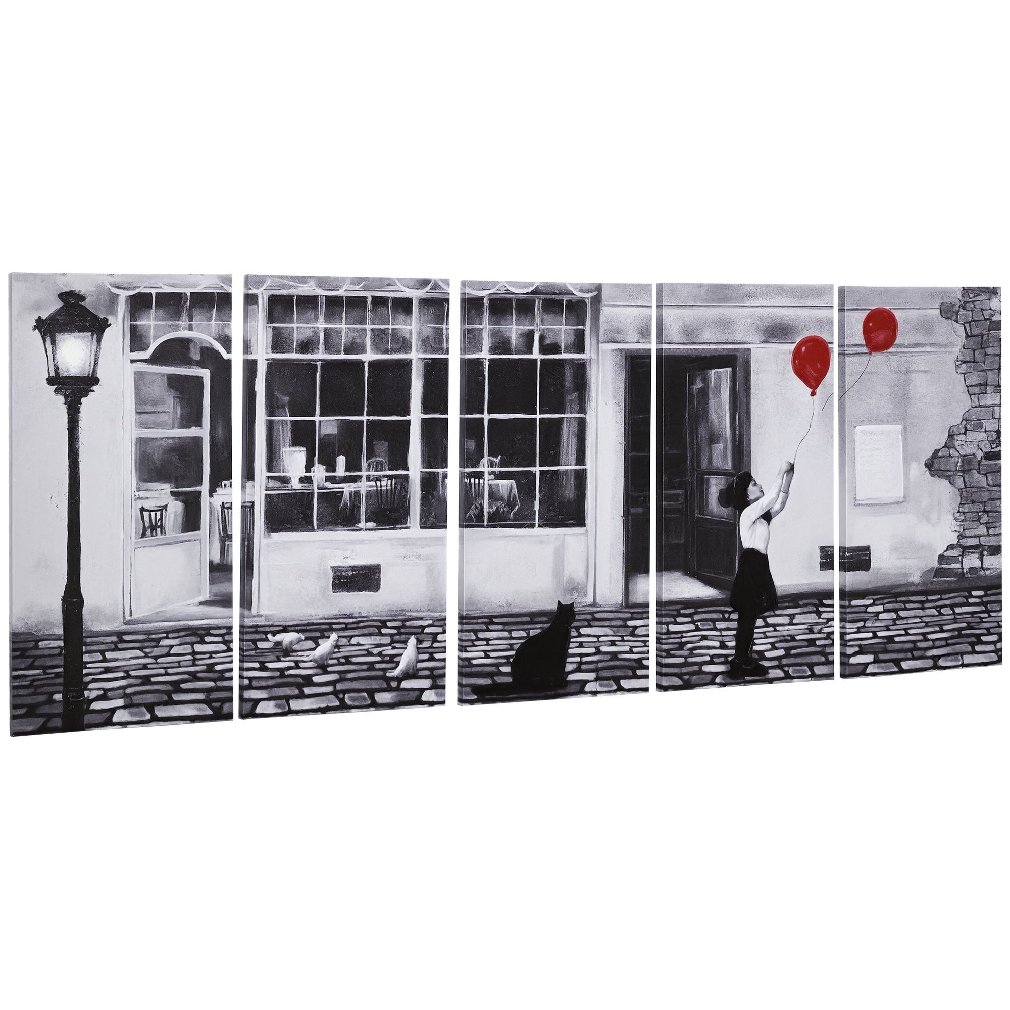 Wydruki na płótnie z wizerunkami małych dziewczynek, 80x40 cm, 5 sztuk, odpowiednie do domu i biura, w kolorze czarnym, białym i czerwonym.